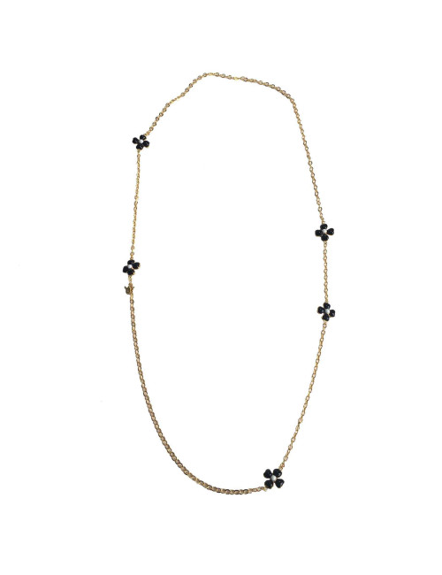 Sautoir MARGUERTE DE VALOIS Fleurettes noires et blanches