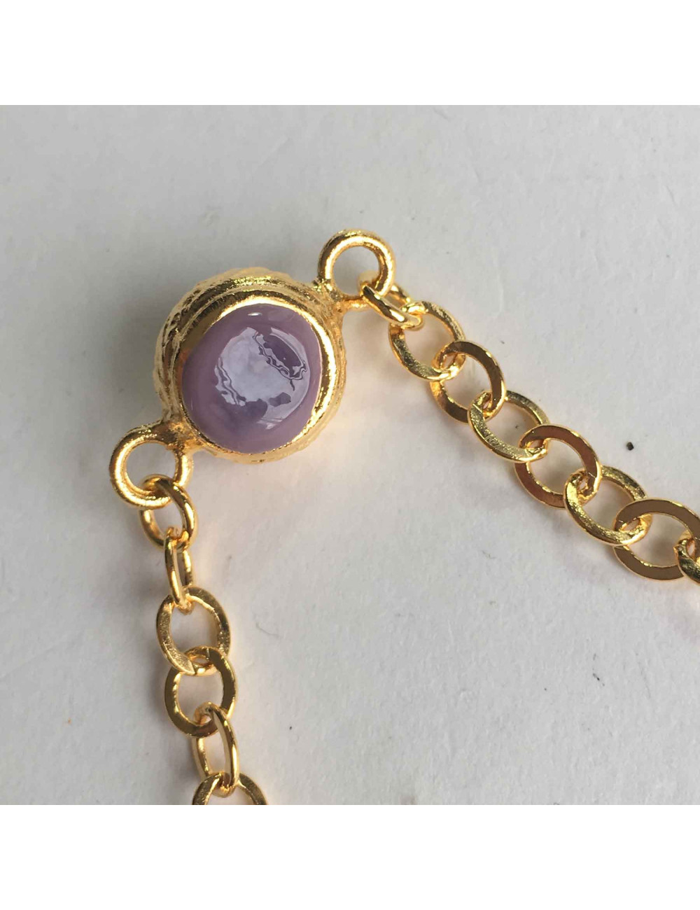 Sautoir MARGUERITE DE VALOIS pâte de verre multicolore et métal doré à l'or fin