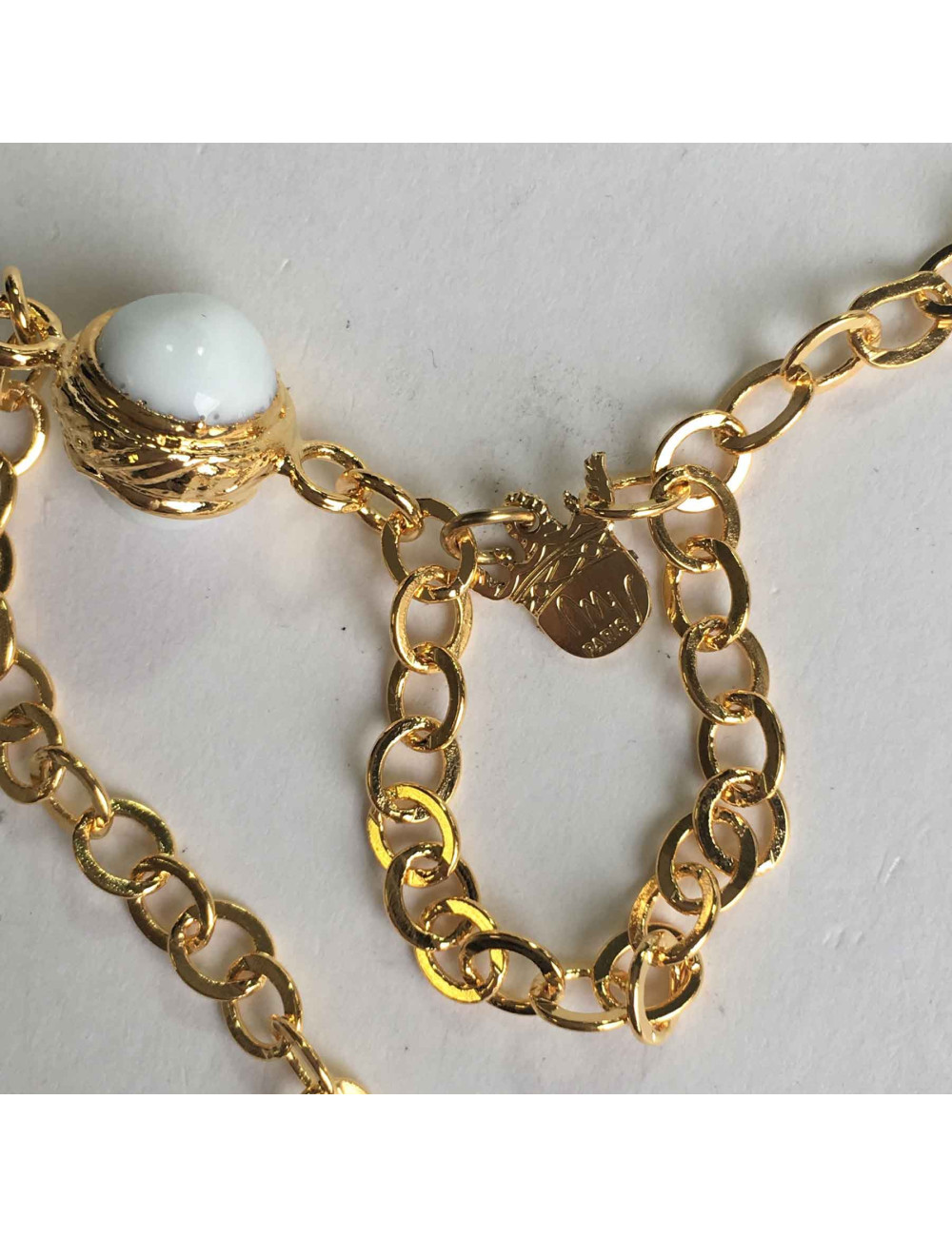 Sautoir MARGUERITE DE VALOIS pâte de verre multicolore et métal doré à l'or fin