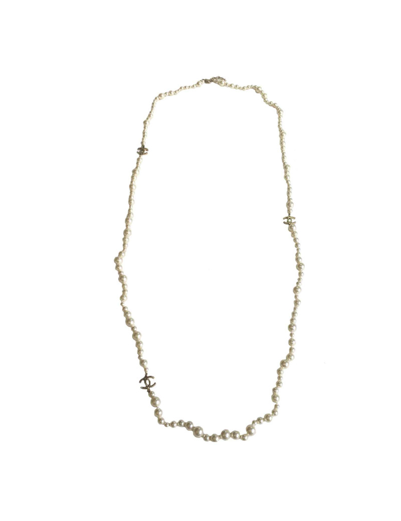 Sautoir double rangs chanel perles nacrées
