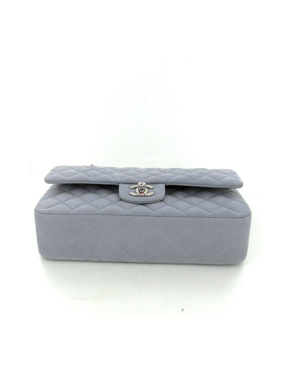 Sac CHANEL timeless en cuir grainé gris pâle