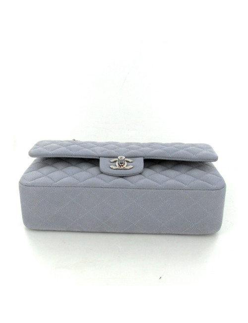 Sac CHANEL timeless en cuir grainé gris pâle