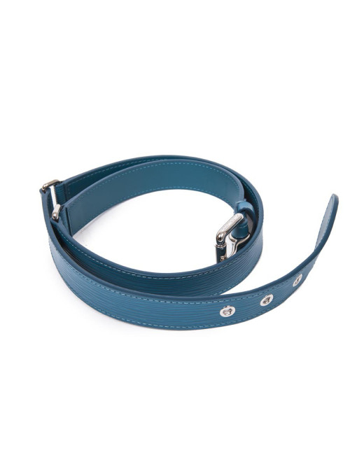 LOUIS VUITTON cyan blue Epi leather Trio belt size 85