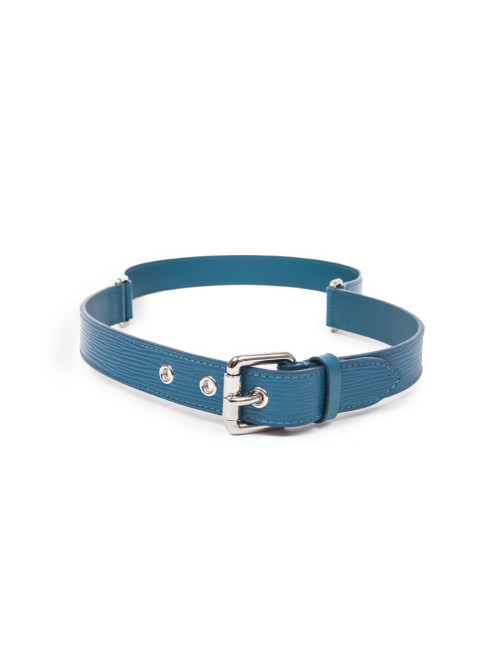 LOUIS VUITTON cyan blue Epi leather Trio belt size 85
