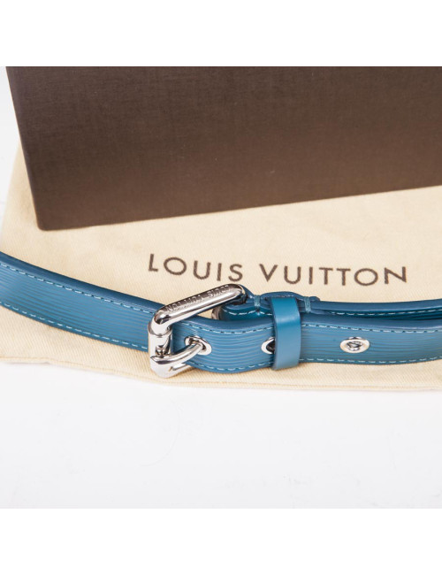 LOUIS VUITTON cyan blue Epi leather Trio belt size 85