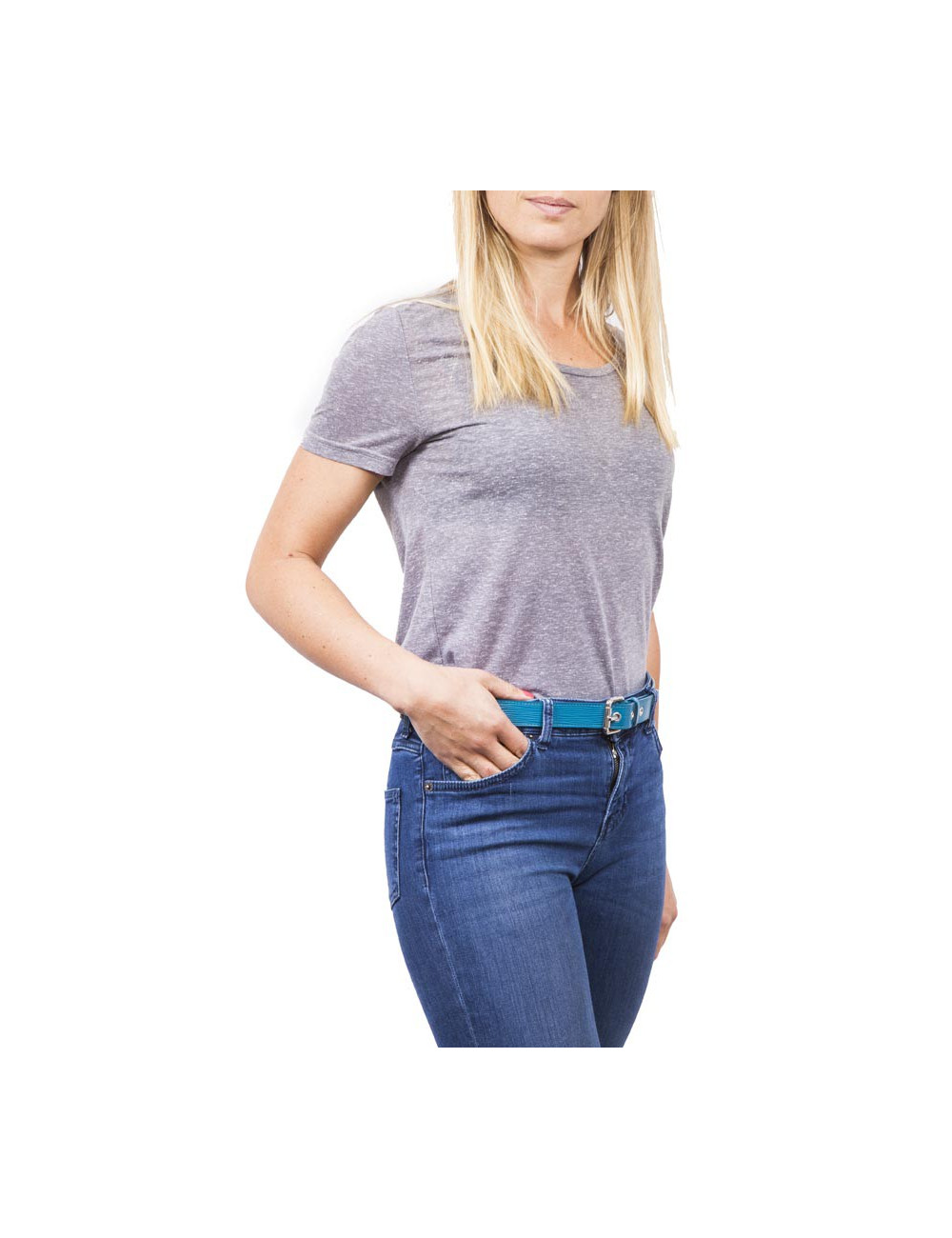 LOUIS VUITTON cyan blue Epi leather Trio belt size 85