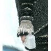 Bracelet côte de maille CHANEL en métal argenté et cristal de roche