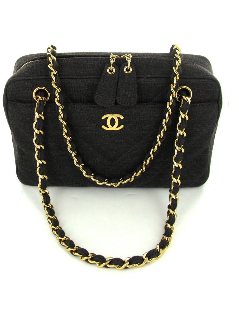 Sac CHANEL classique en jersey marron