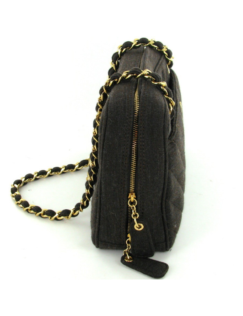 Sac CHANEL classique en jersey marron