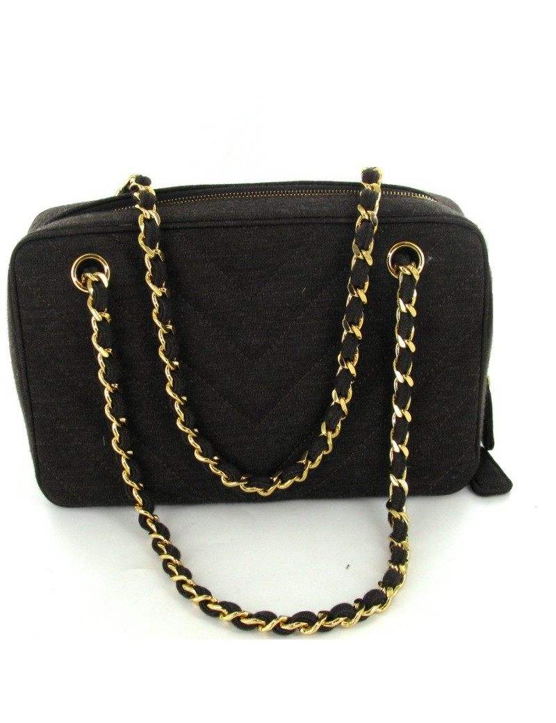Sac CHANEL classique en jersey marron