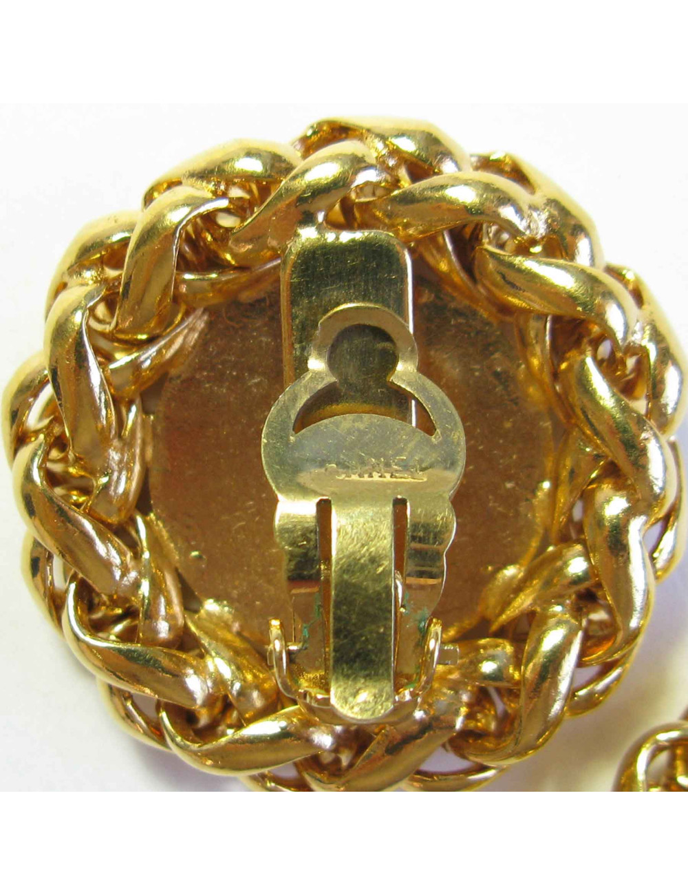 Boucles d'oreille clips CHANEL "épi de blé" en métal doré