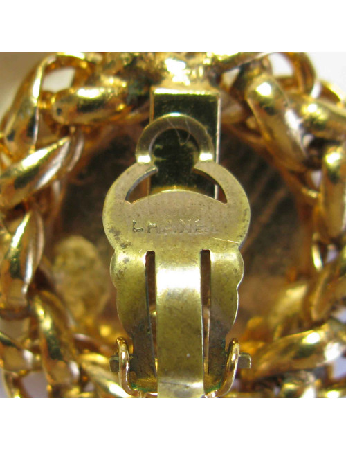 Boucles d'oreille clips CHANEL "épi de blé" en métal doré