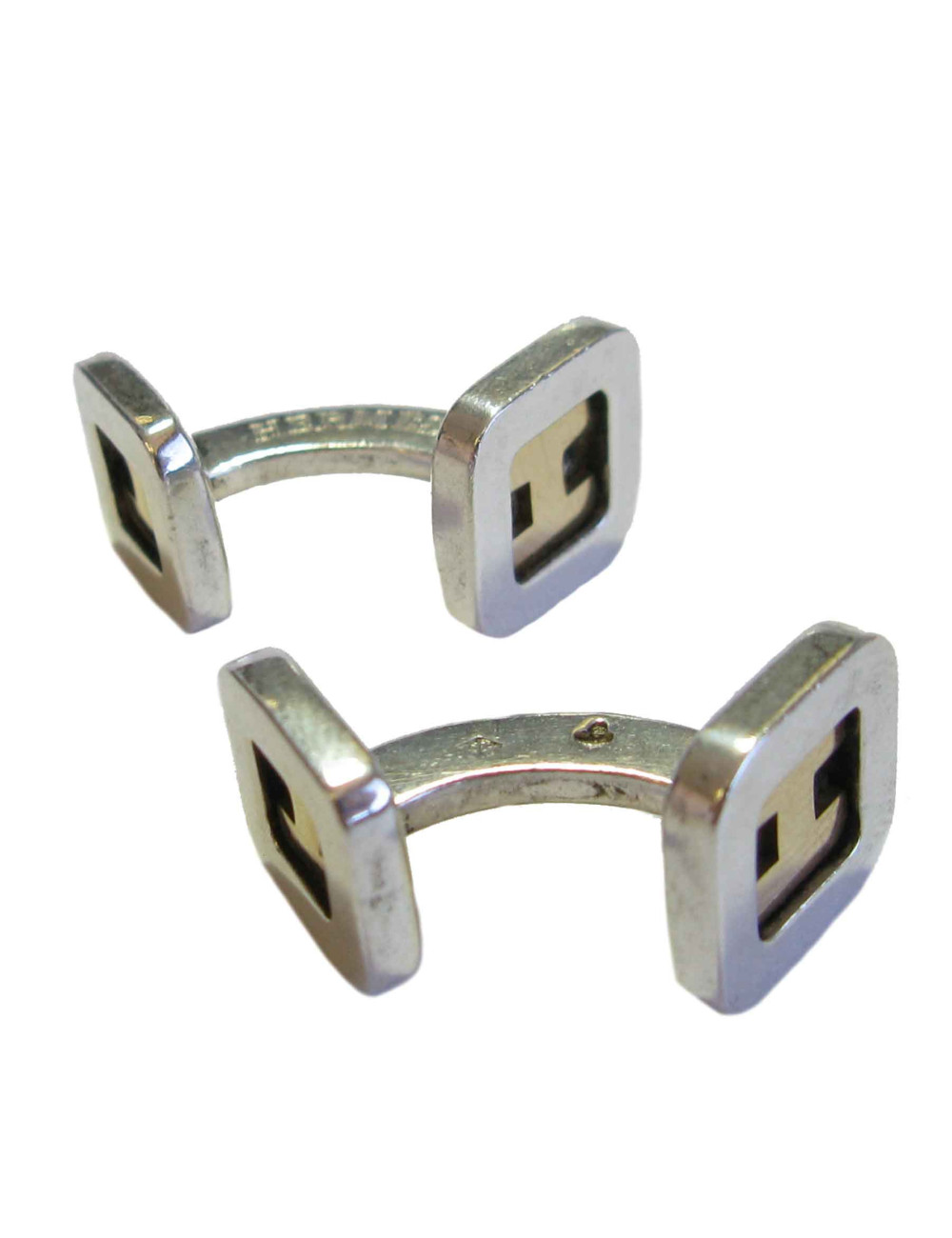 HERMES cufflinks in sterling silver and gold H