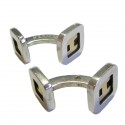 HERMES cufflinks in sterling silver and gold H