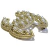 CHANEL CC Brooch in gilded metal set with pearl beads