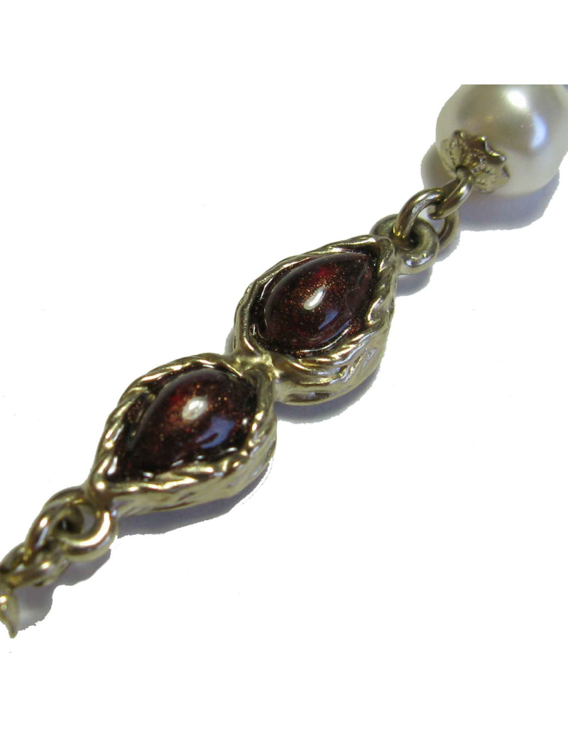 Collier CHANEL pâte de verre, perles nacrées et métal doré