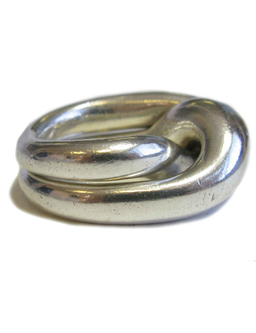  Bague CHANEL T50 double anneau en argent massif