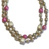 Collier CHANEL double rang de perles nacrées, grises et rose vintage