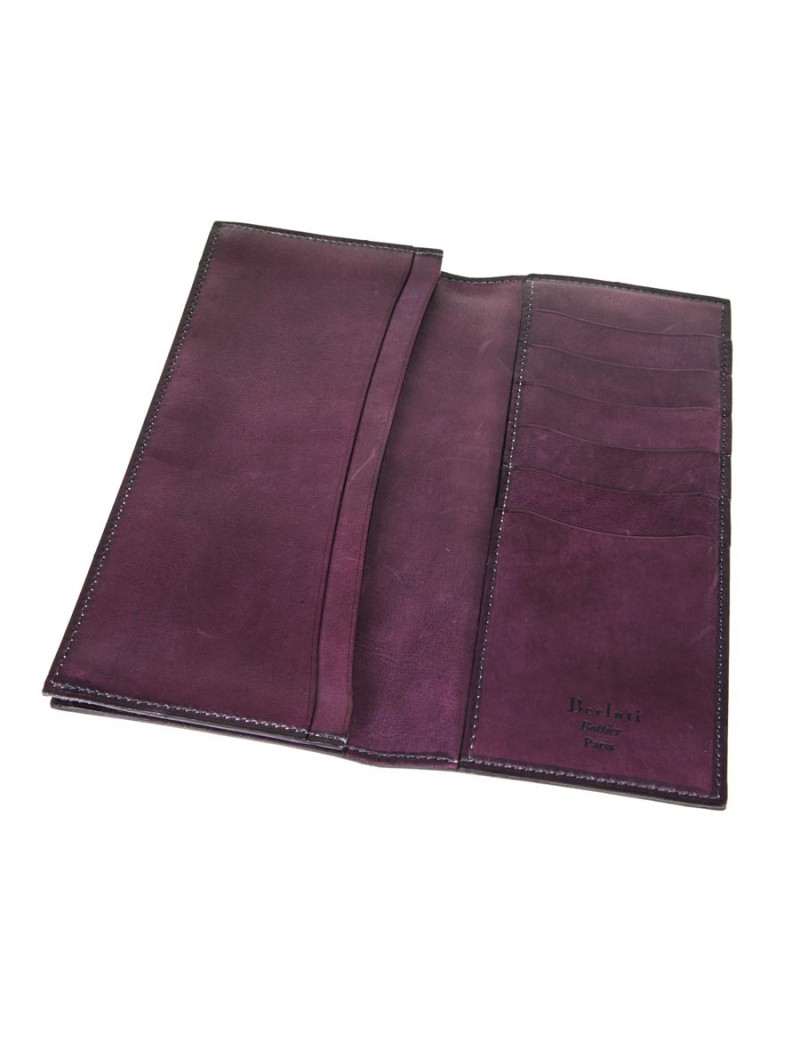 porte-cartes BERLUTI cuir lisse violet foncé