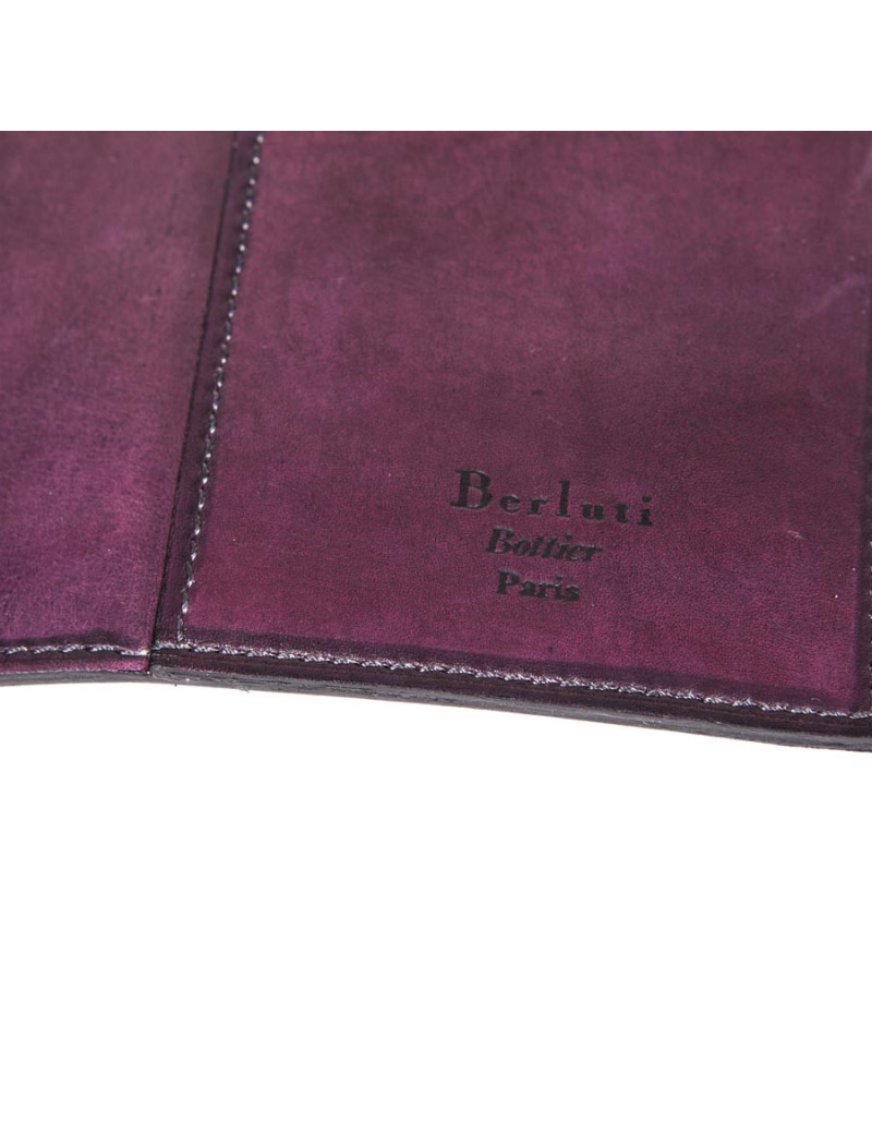 porte-cartes BERLUTI cuir lisse violet foncé