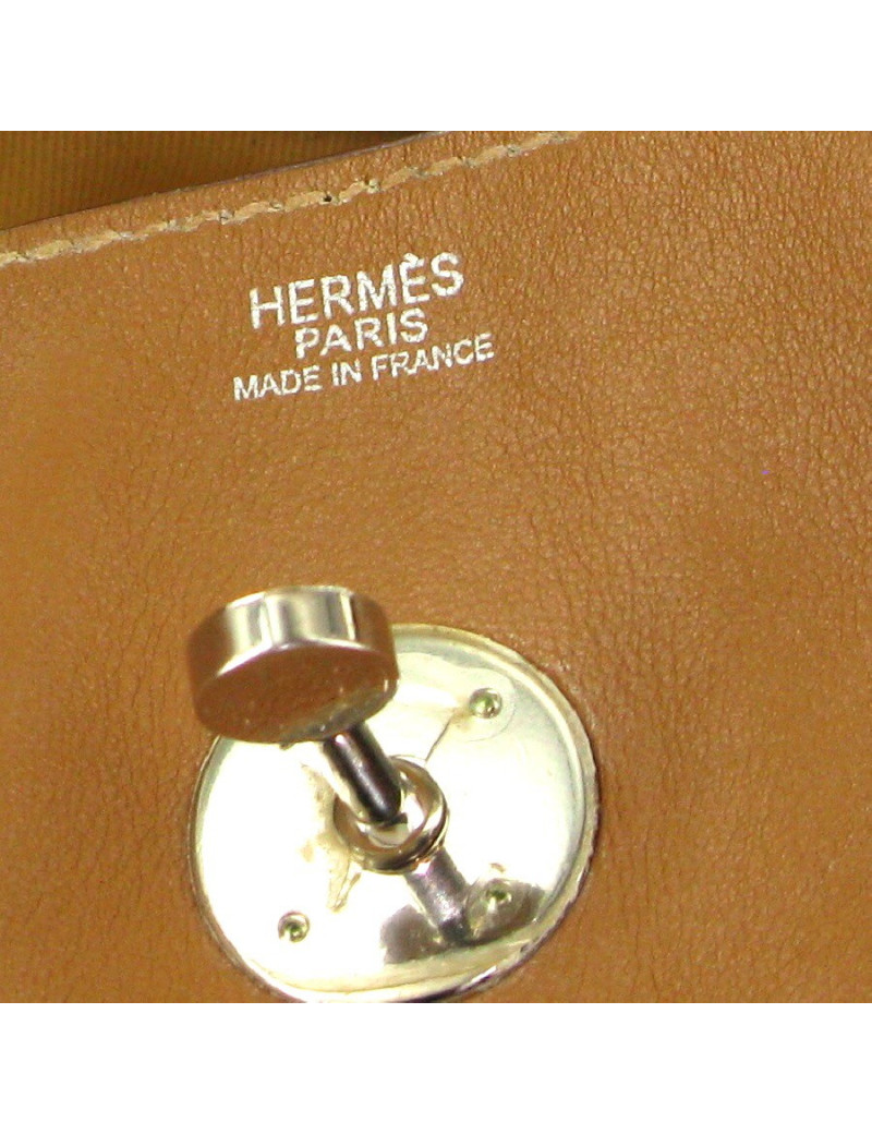 Sac HERMES lindy en cuir d'agneau couleur camel