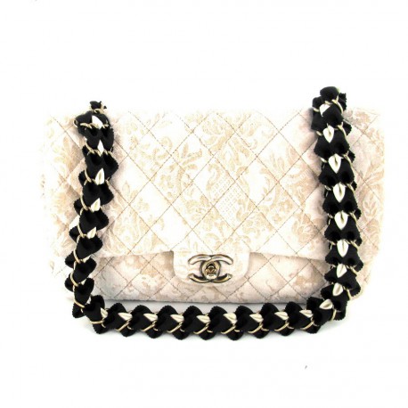 CHANEL bag limited edition timeless beige velvet embroidered with