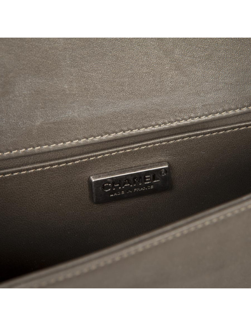 Chanel Boy bag in kaki leather and python 