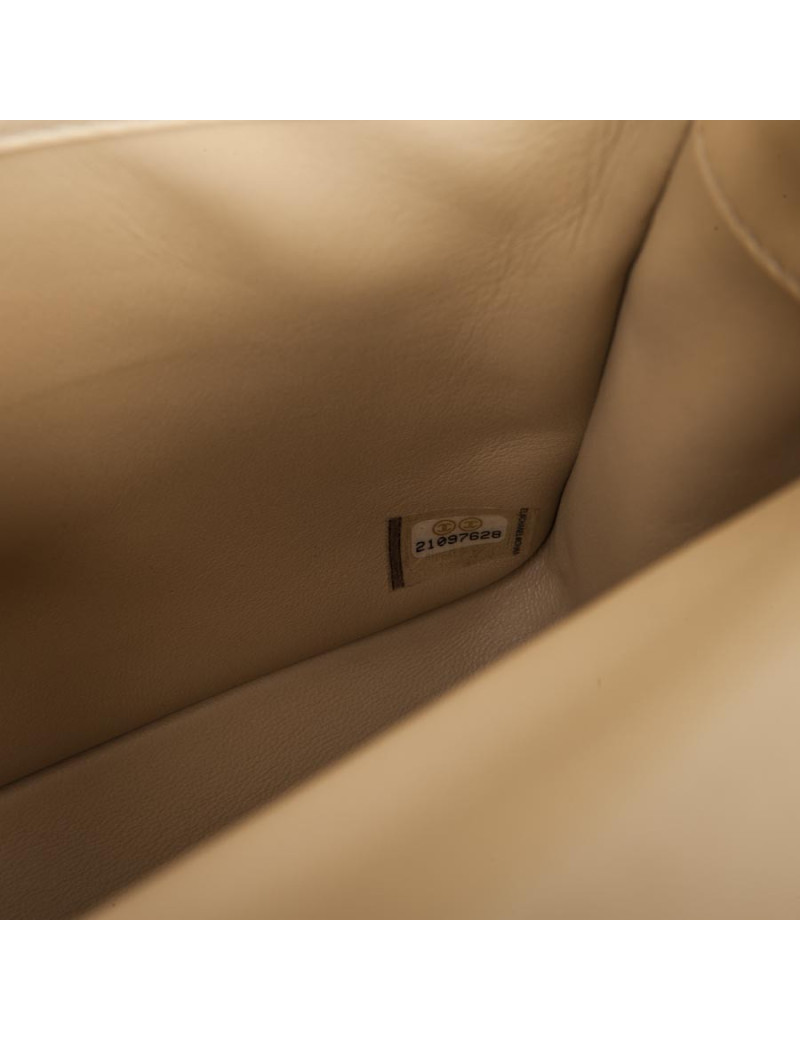 Sac CHANEL  python beige doré et perles