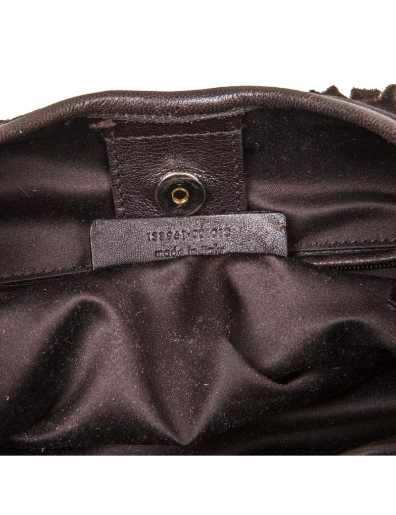 Sac YSL SAINT LAURENT en veau velours marron à franges