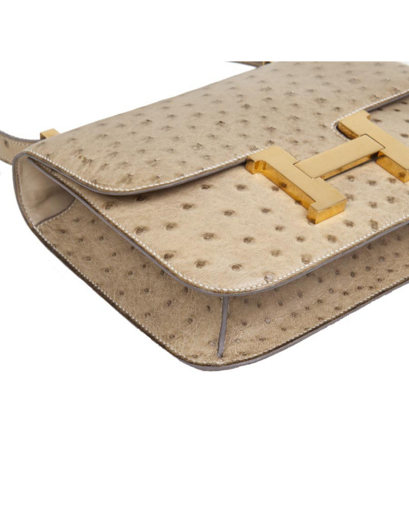 Sac Constance HERMES en autruche sable