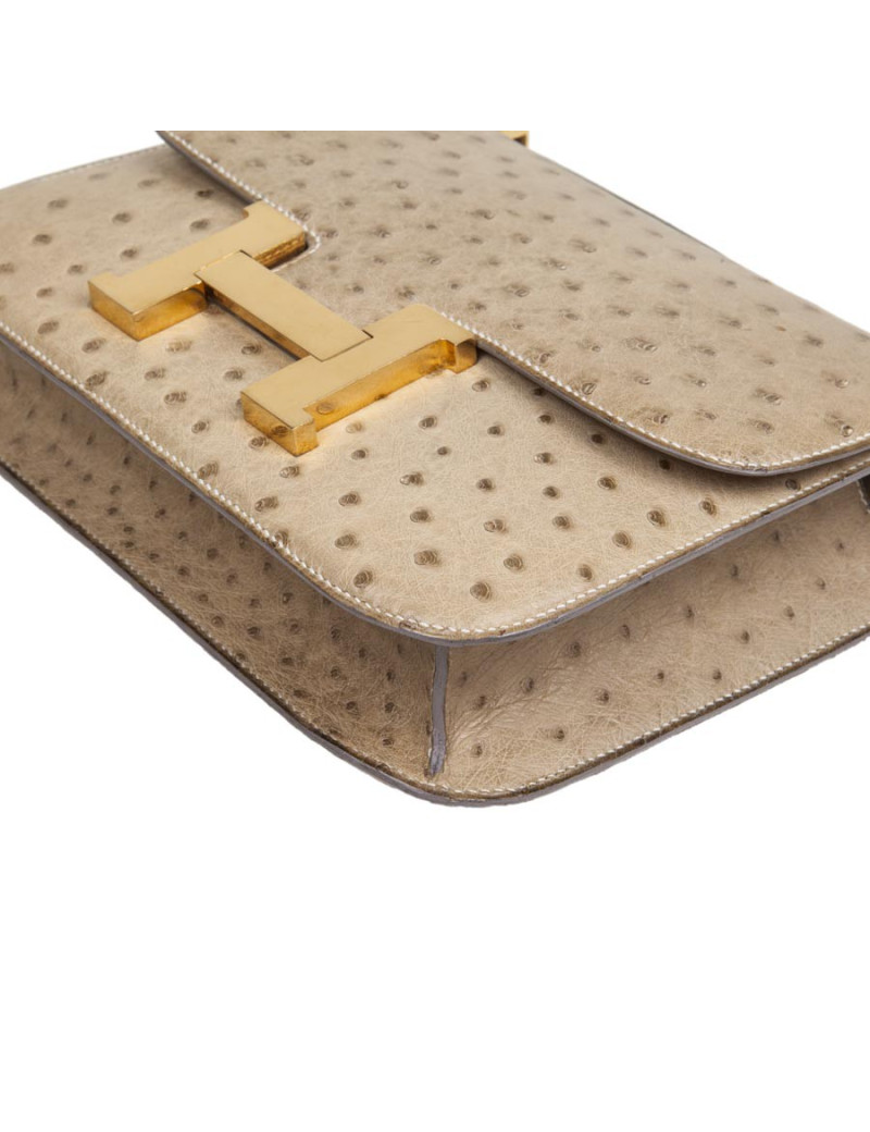 Sac Constance HERMES en autruche sable