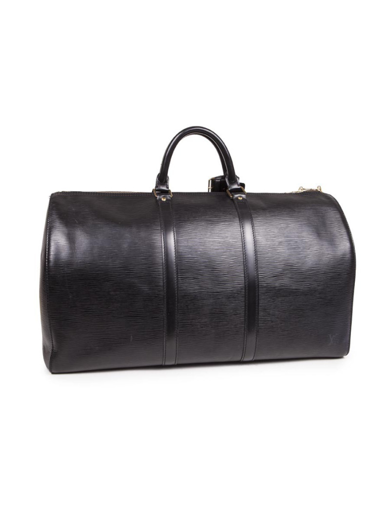 Sac Keepall  60 LOUIS VUITTON vintage cuir épi noir