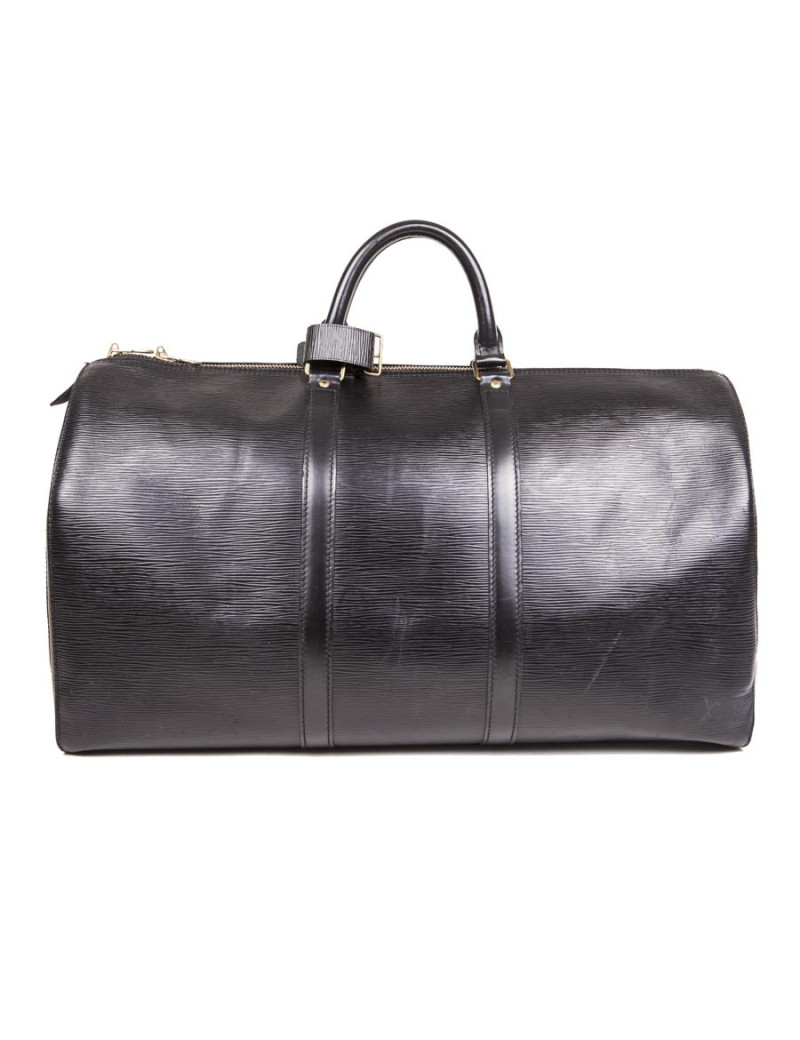 Sac Keepall  60 LOUIS VUITTON vintage cuir épi noir