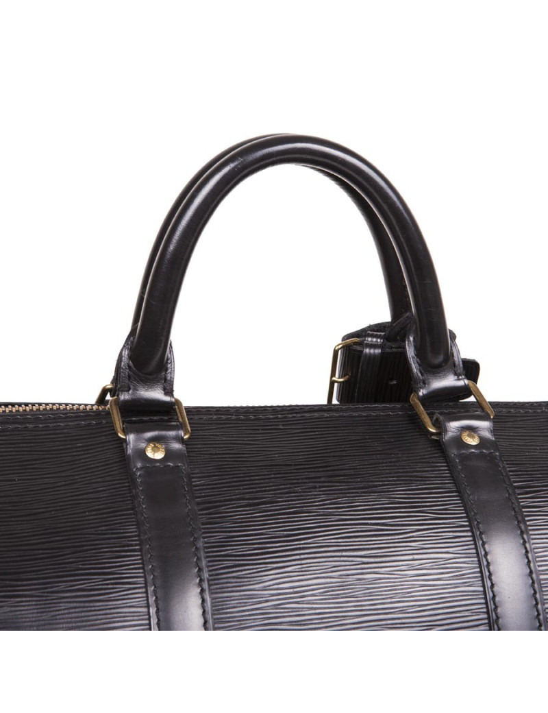 Sac Keepall  60 LOUIS VUITTON vintage cuir épi noir