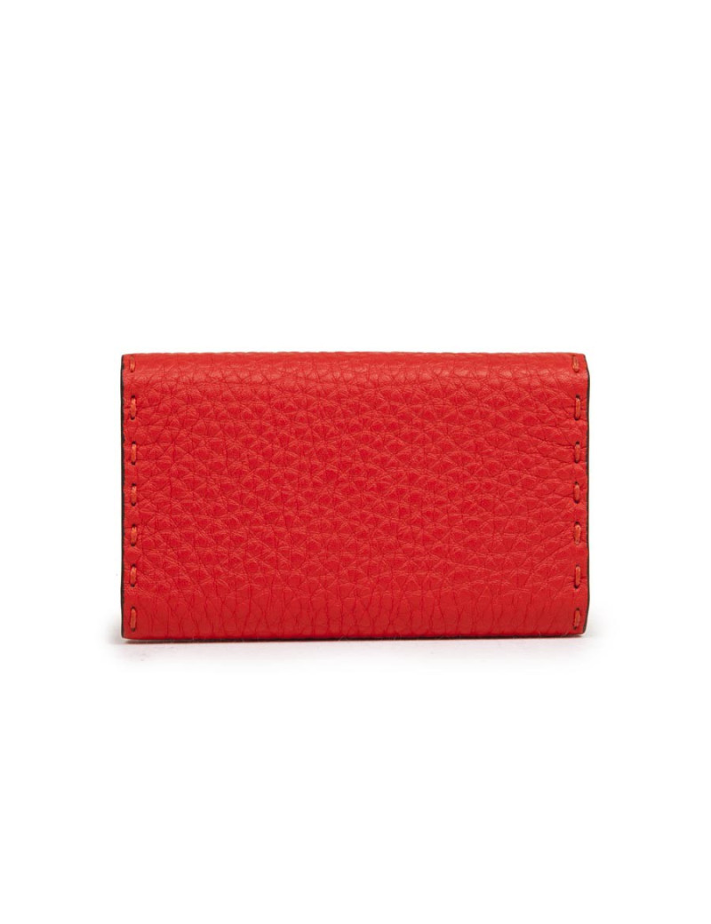 Porte clefs FENDI cuir grainé rouge 