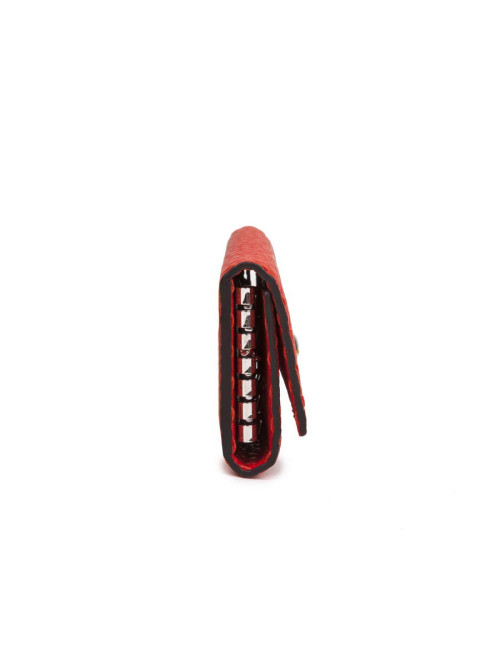 FENDI key holder in red grained leather with saddle stitching