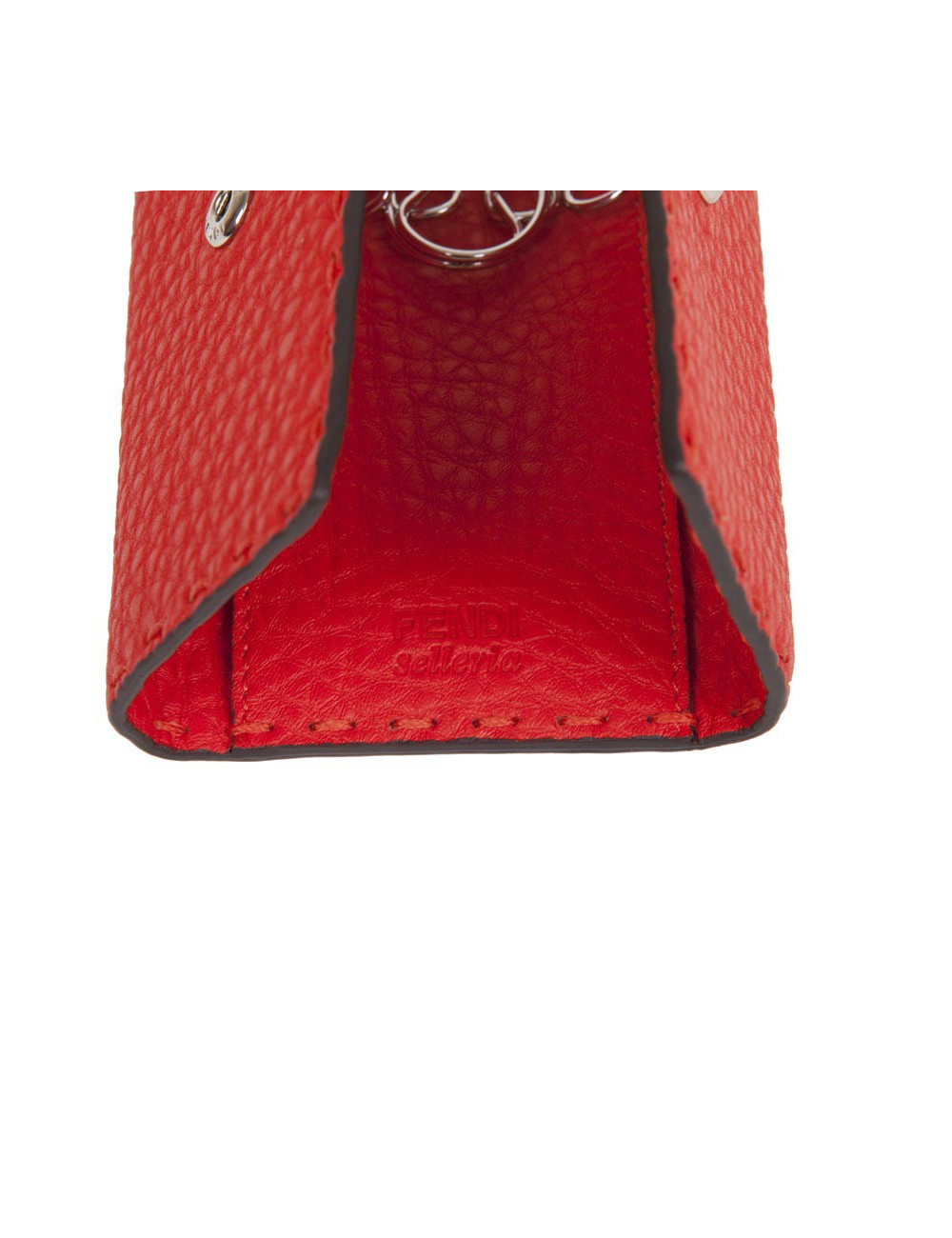 FENDI key holder in red grained leather with saddle stitching
