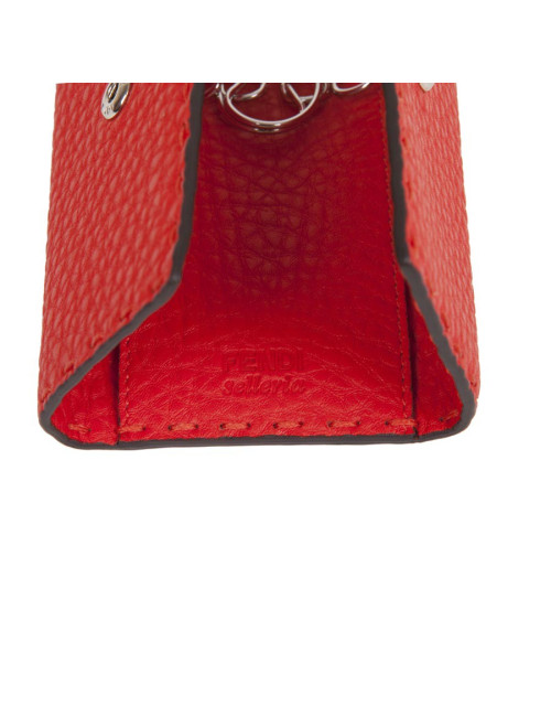 FENDI key holder in red grained leather with saddle stitching