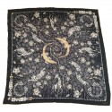 CARTIER 'Panthere" scarf in black gray and gold silk