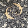 CARTIER 'Panthere" scarf in black gray and gold silk