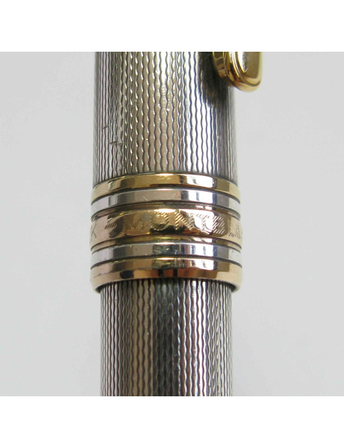 Stylo à bille MONTBLANC ancien en argent massif et or 