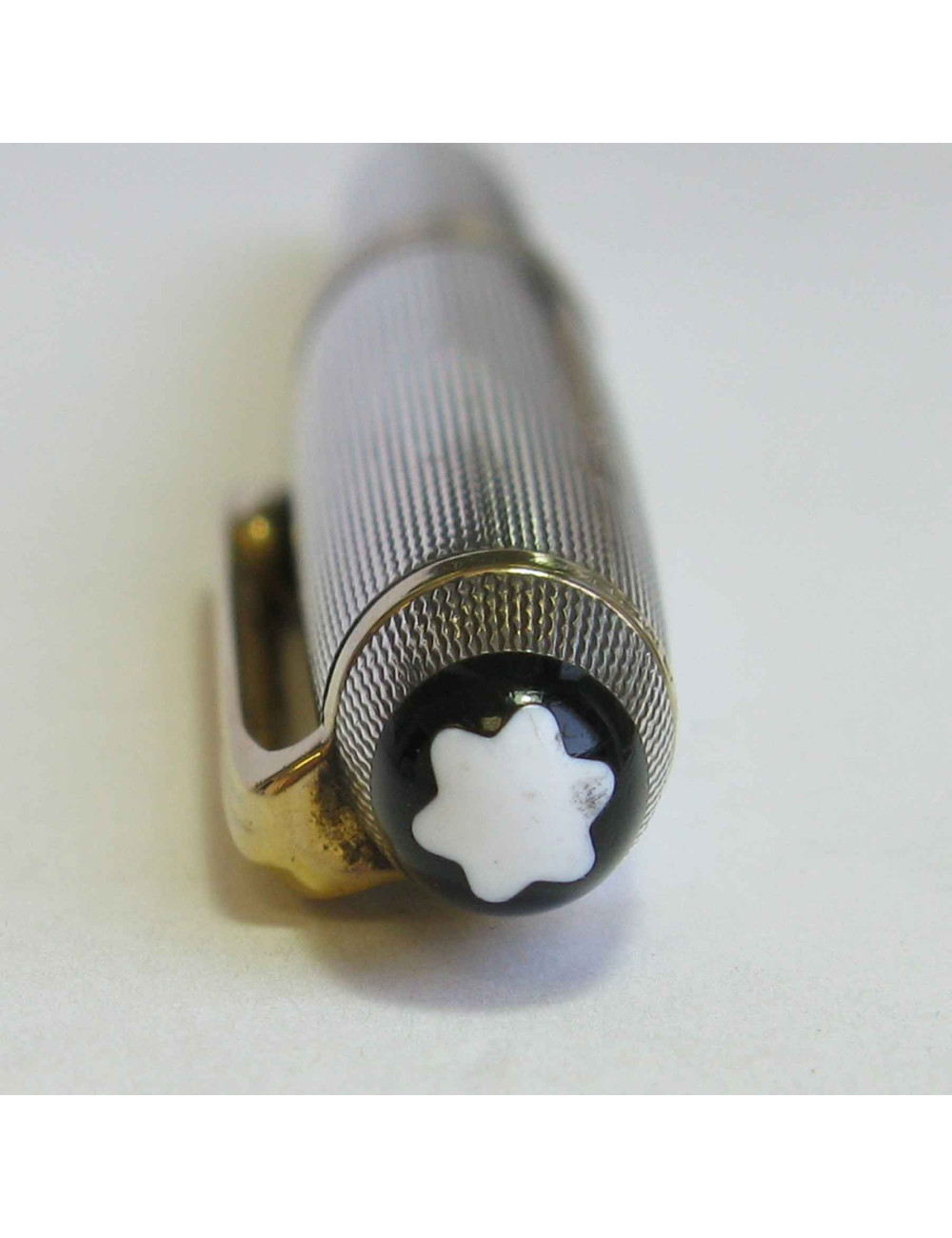 Stylo à bille MONTBLANC ancien en argent massif et or 