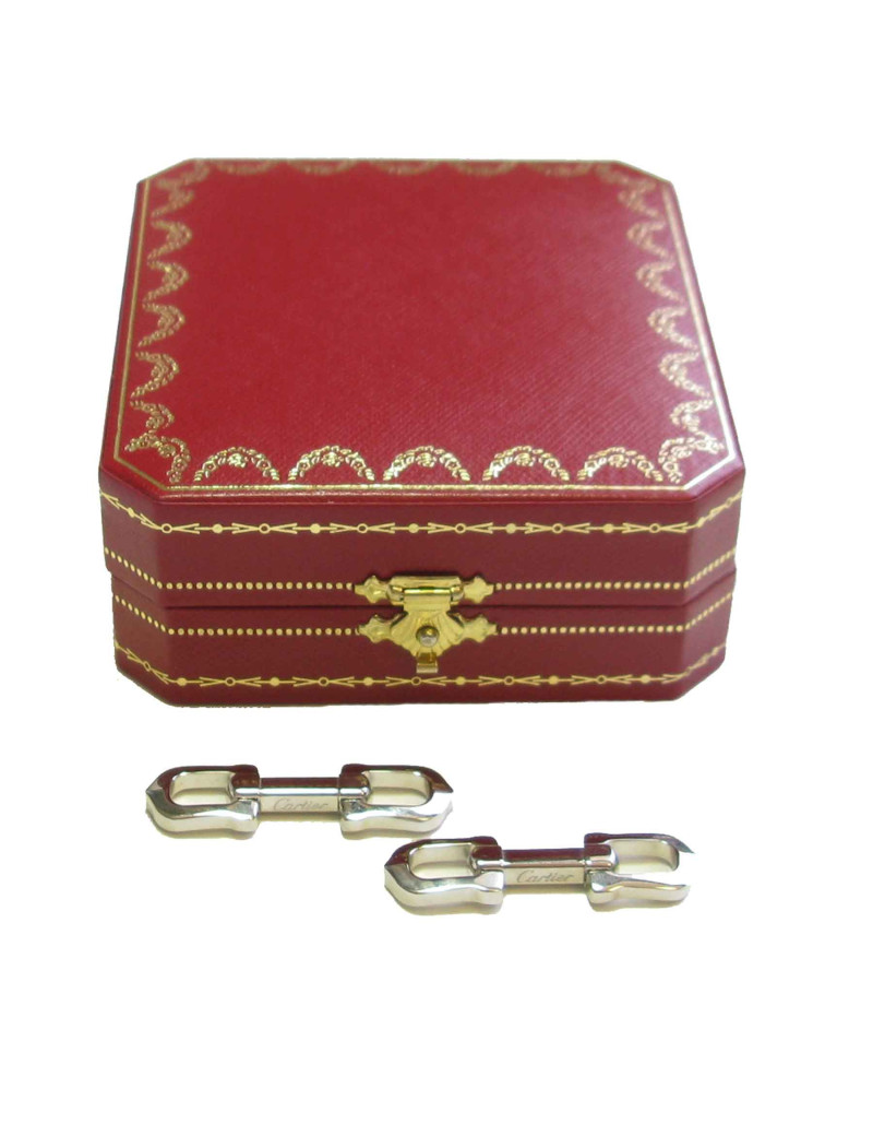 Boutons de manchette CARTIER  en argent massif