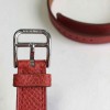 Bracelet de montre HERMES double tour PM cuir rouge 