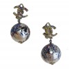 CHANEL pendant clip-on earrings multicolored cc and pearl