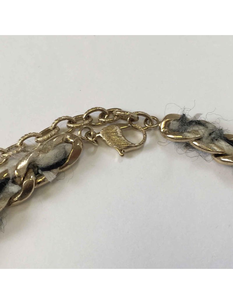 Ceinture CHANEL en cote de maille en métal doré et chutes de laine