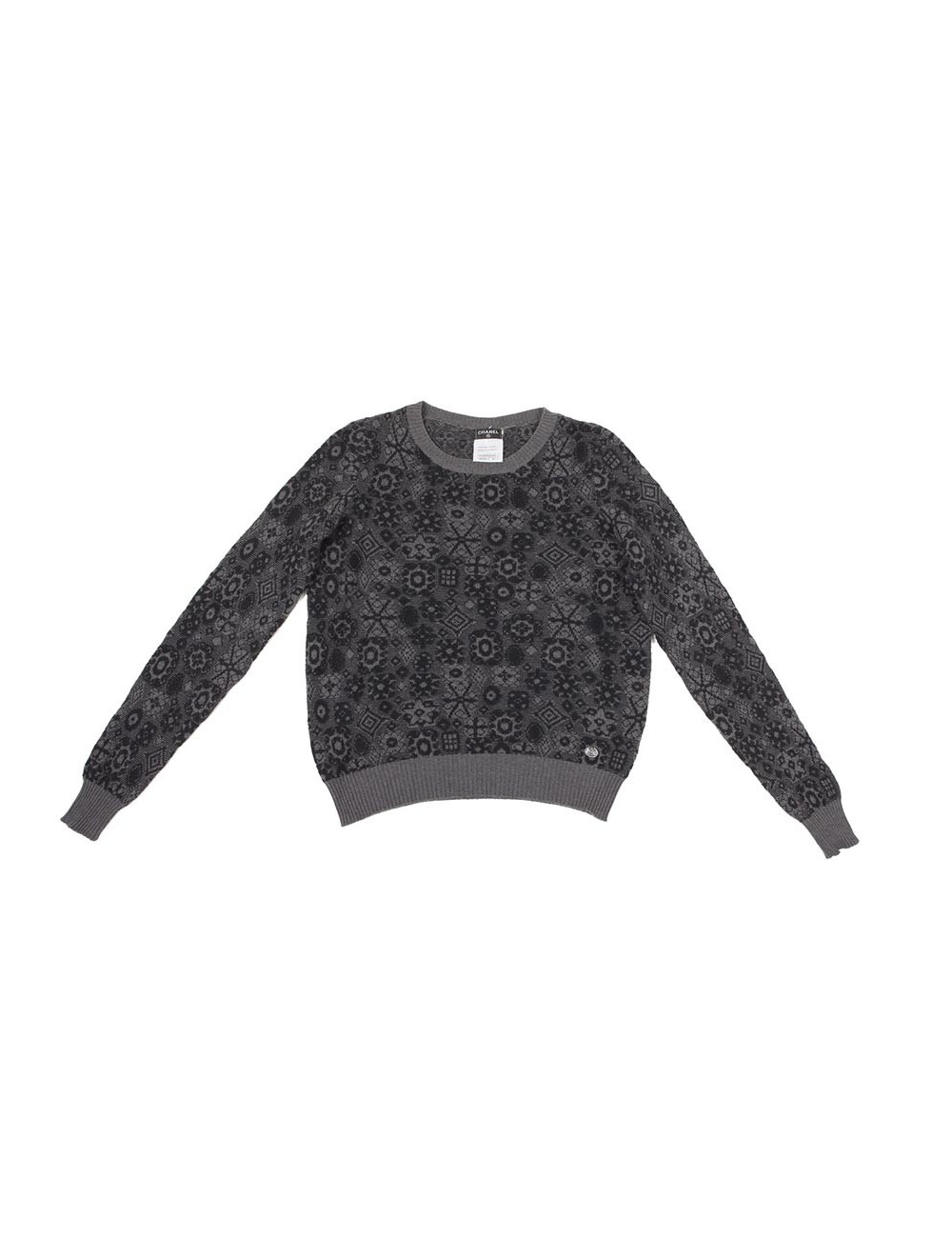Pull CHANEL T 34 cachemire gris et noir