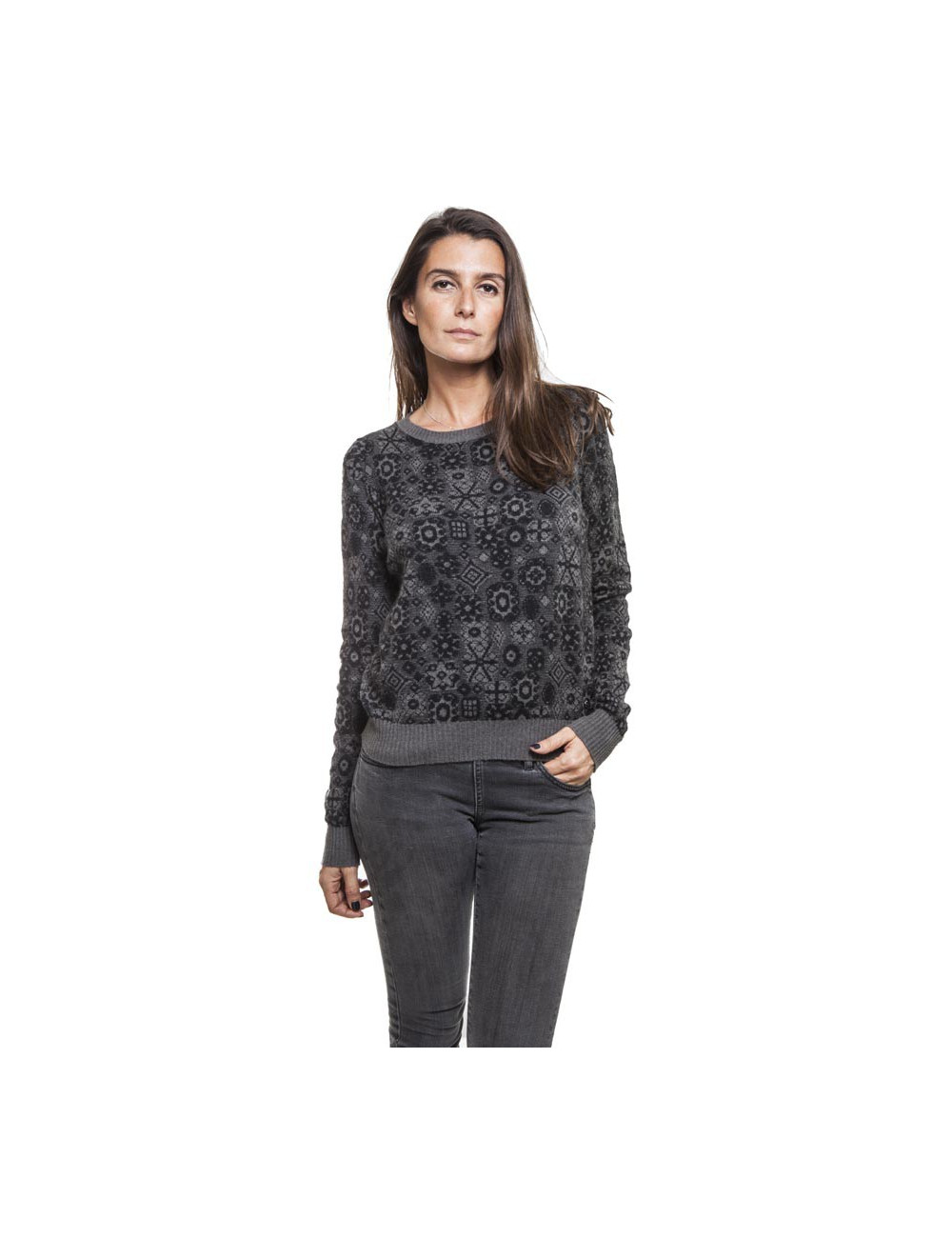 Pull CHANEL T 34 cachemire gris et noir