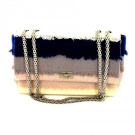 CHANEL bag in fabric blue-gray-beige clasp 255