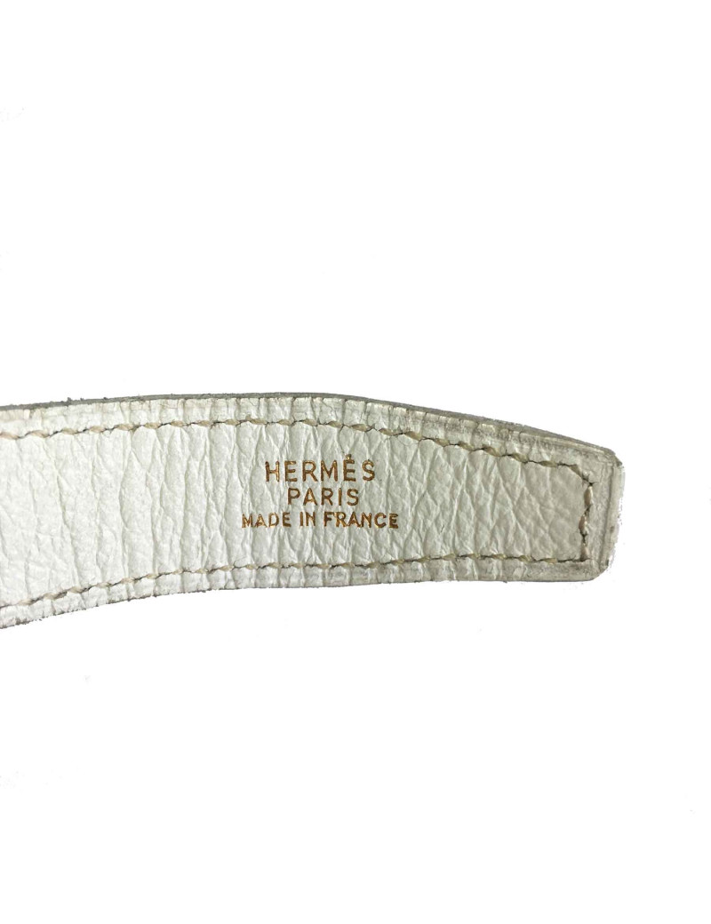 Ceinture HERMES en cuir blanc et boucle H vintage